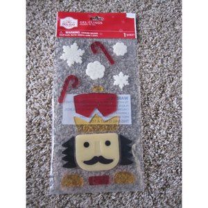 NEW Winter window Gel Clings Decorations 15 pcs Nutcracker Toy Soldier Snow Cane